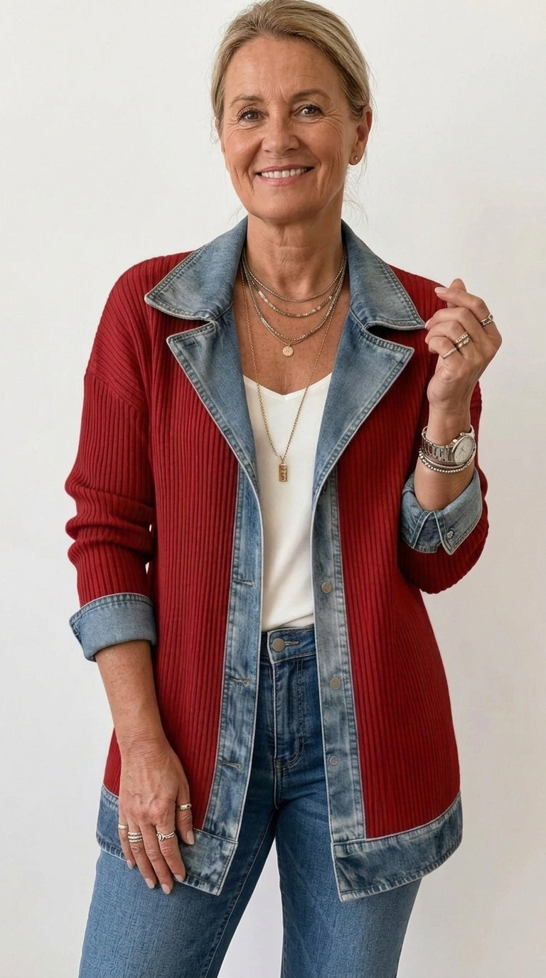 Miriam | Chaqueta de Punto Acanalado con Ribete de Contraste