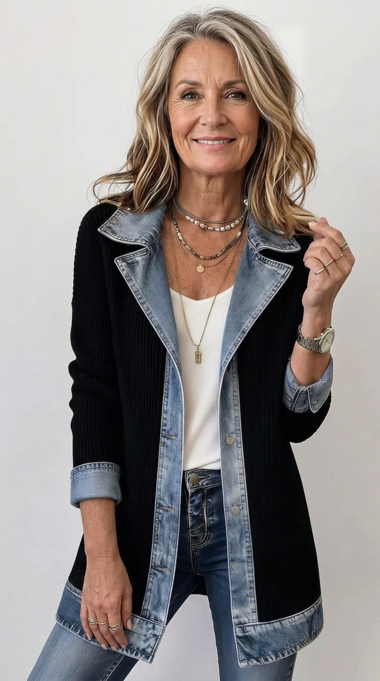 Miriam | Chaqueta de Punto Acanalado con Ribete de Contraste