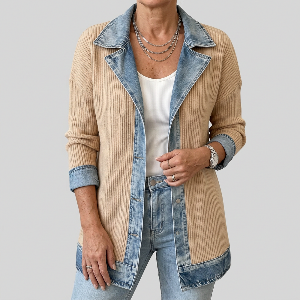 Miriam | Chaqueta de Punto Acanalado con Ribete de Contraste