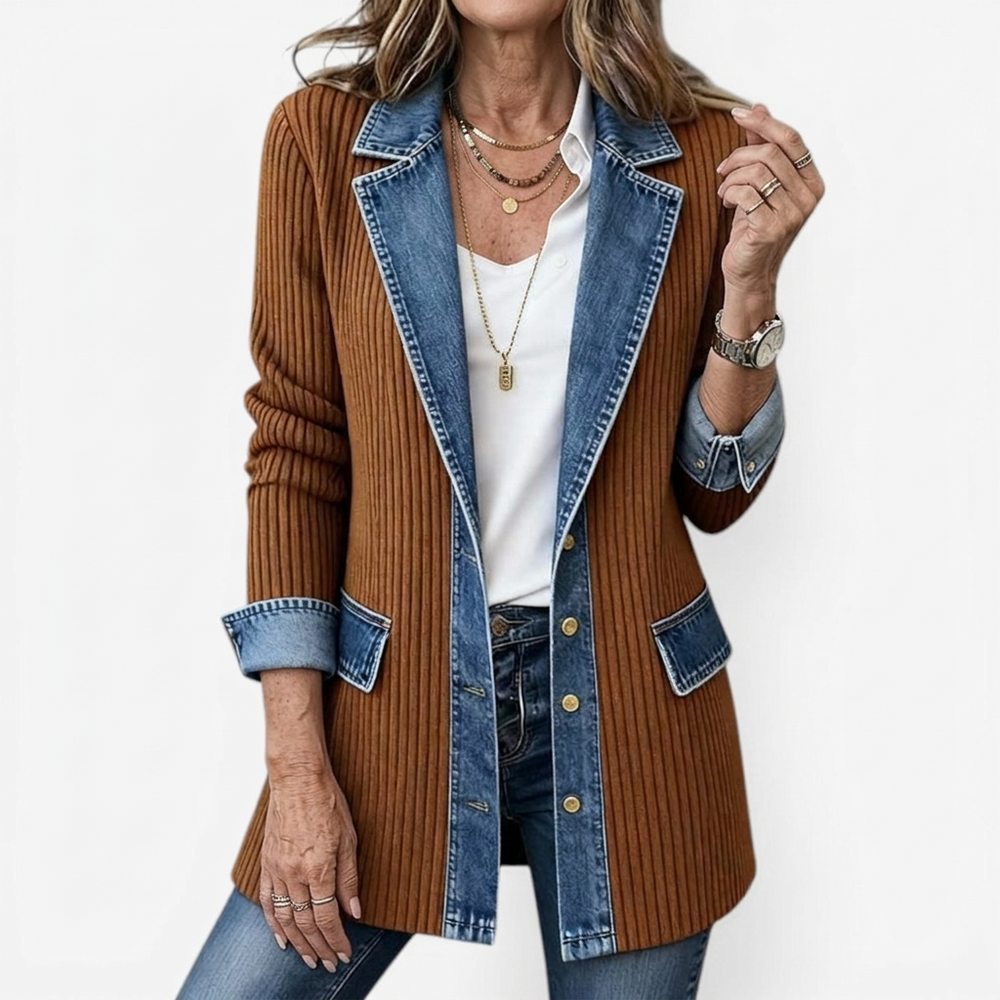Miriam | Chaqueta de Punto Acanalado con Ribete de Contraste