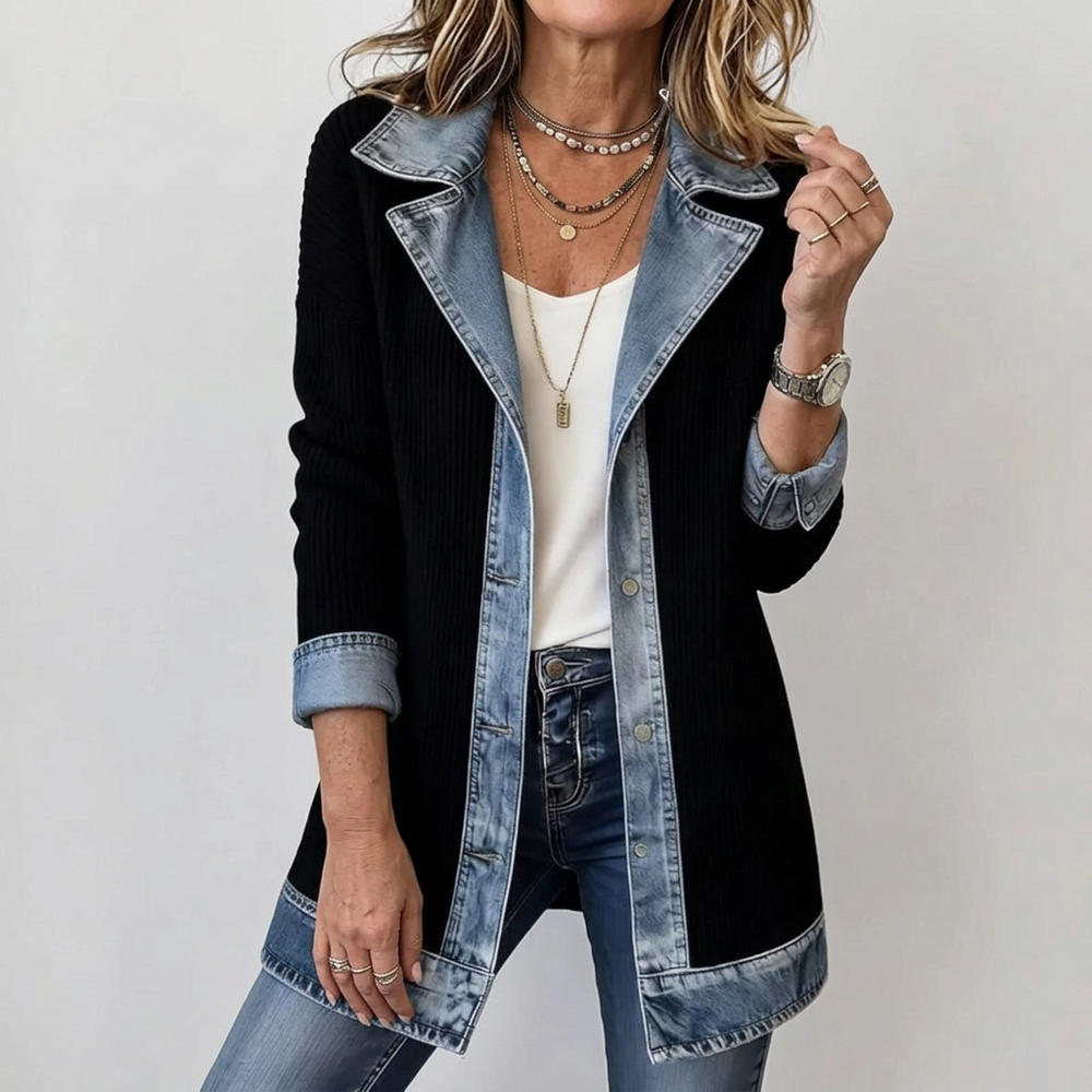 Miriam | Chaqueta de Punto Acanalado con Ribete de Contraste