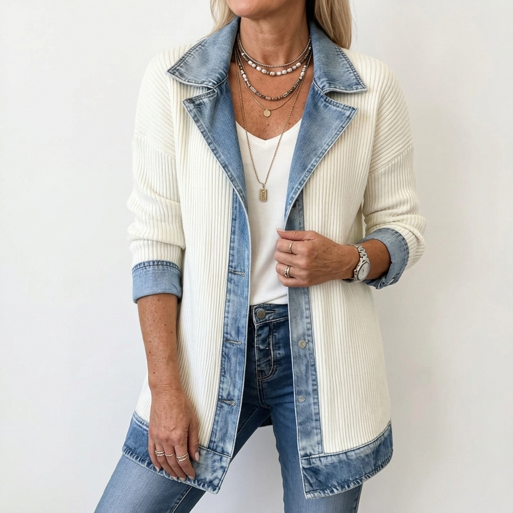 Miriam | Chaqueta de Punto Acanalado con Ribete de Contraste