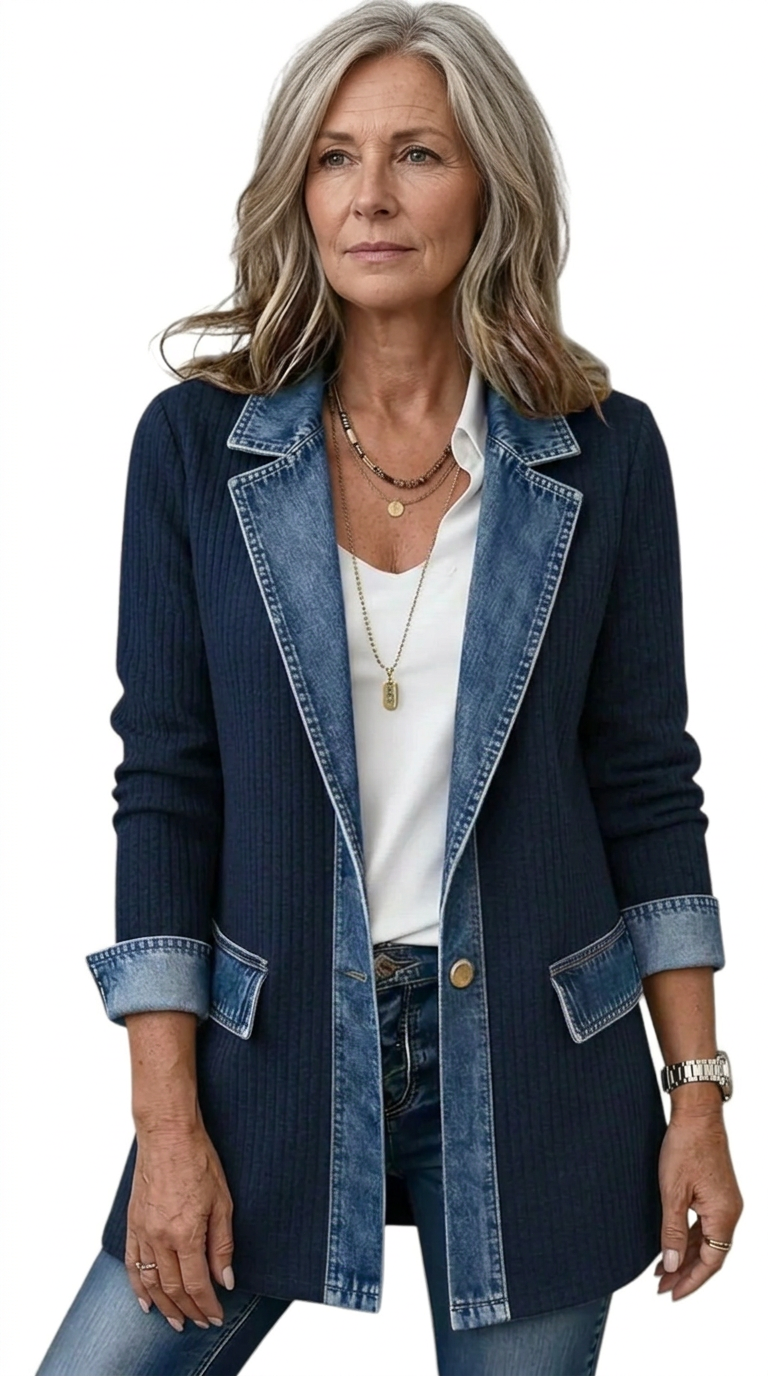 Miriam | Chaqueta de Punto Acanalado con Ribete de Contraste