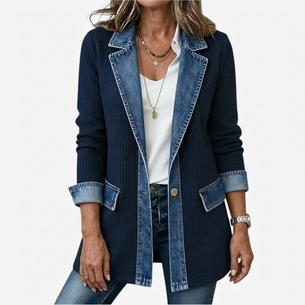 Miriam | Chaqueta de Punto Acanalado con Ribete de Contraste
