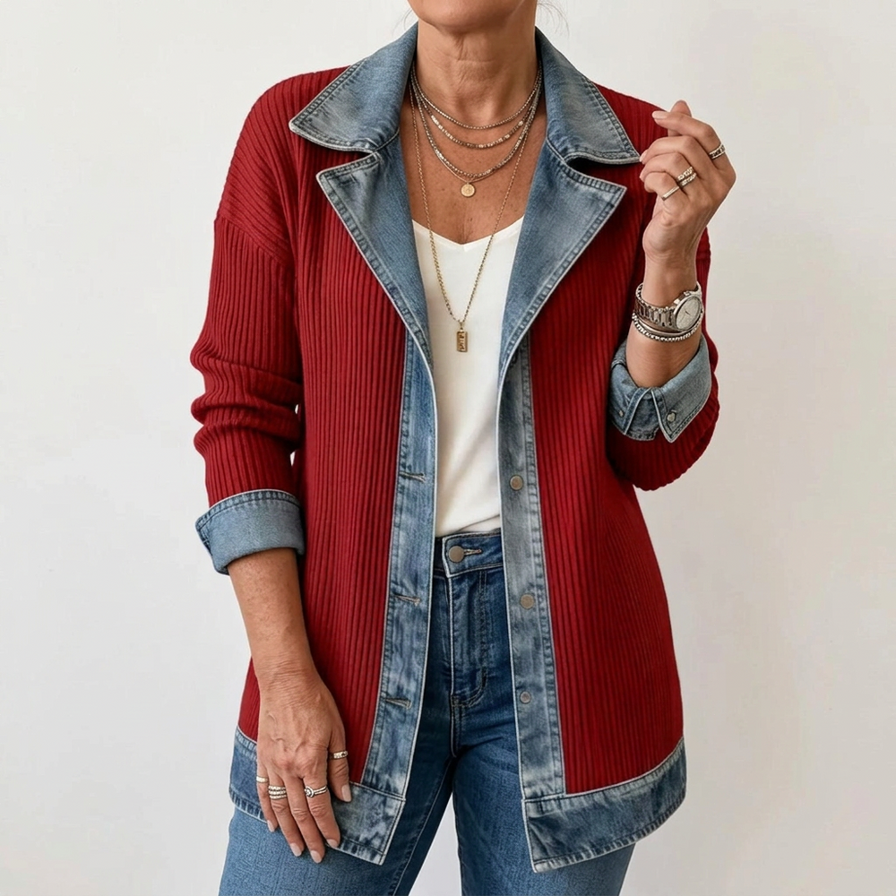 Miriam | Chaqueta de Punto Acanalado con Ribete de Contraste