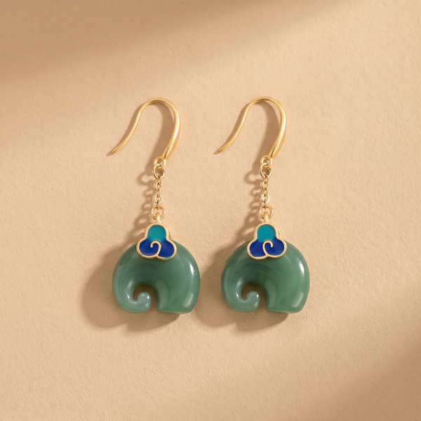 Pendientes Retro Elefante Verde