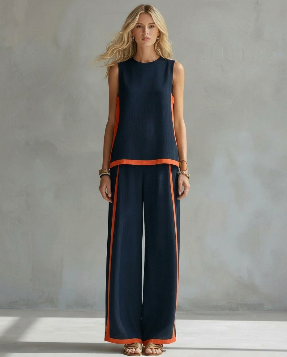 Ursula | Conjunto Elegante y Casual de Chaleco y Pantalón Bicolor