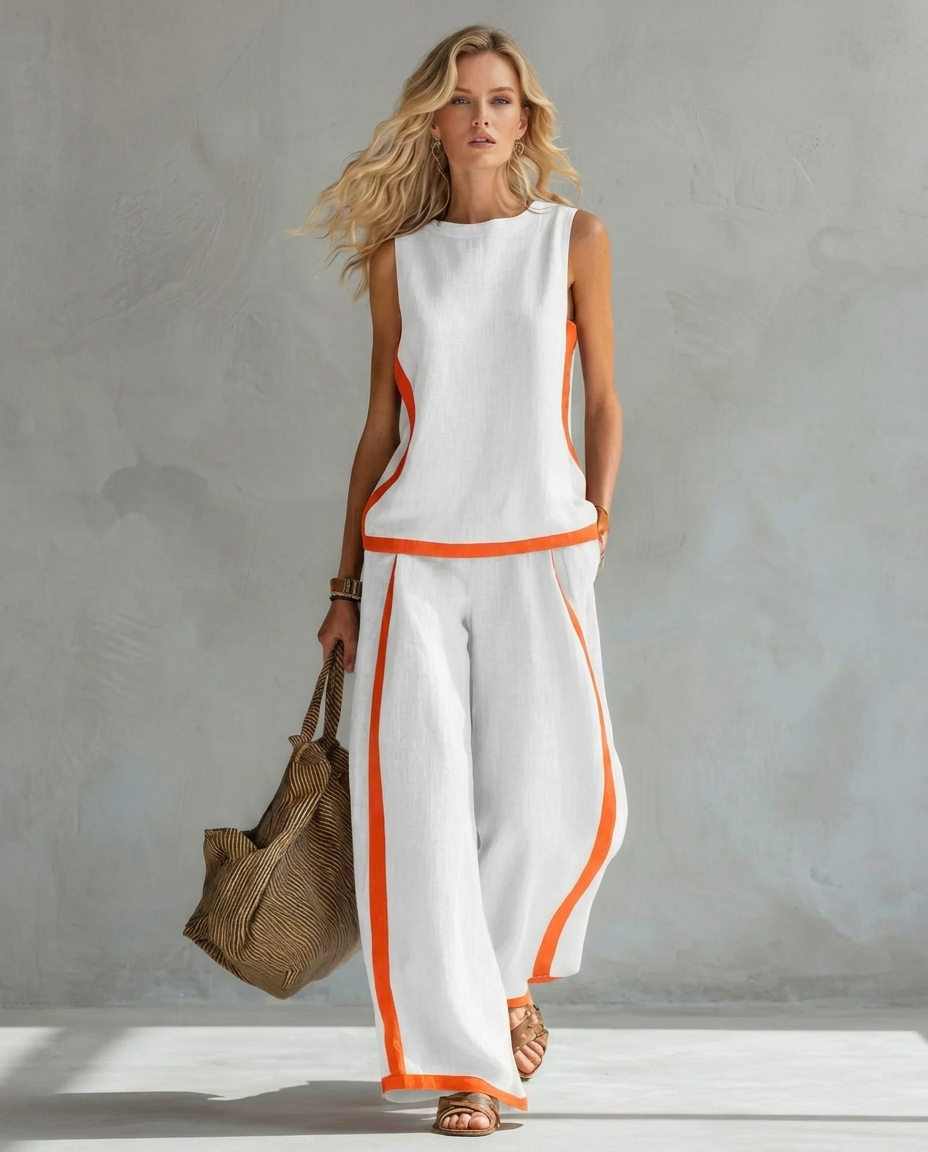 Ursula | Conjunto Elegante y Casual de Chaleco y Pantalón Bicolor