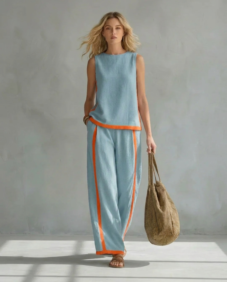 Ursula | Conjunto Elegante y Casual de Chaleco y Pantalón Bicolor