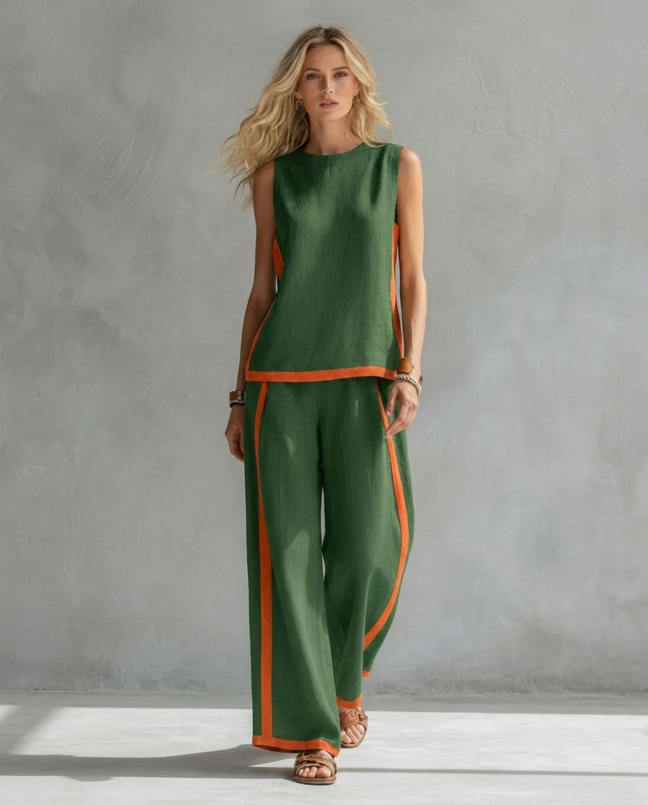 Ursula | Conjunto Elegante y Casual de Chaleco y Pantalón Bicolor