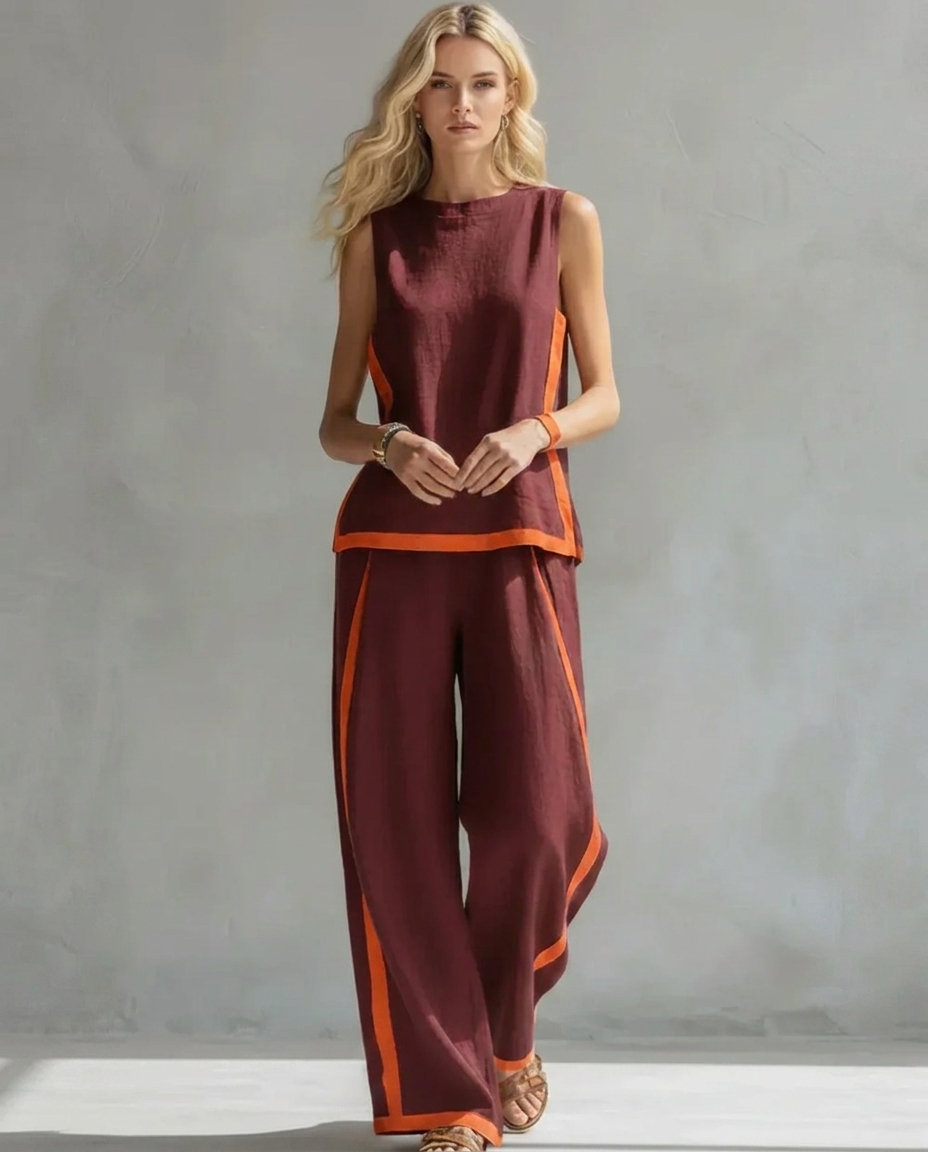 Ursula | Conjunto Elegante y Casual de Chaleco y Pantalón Bicolor