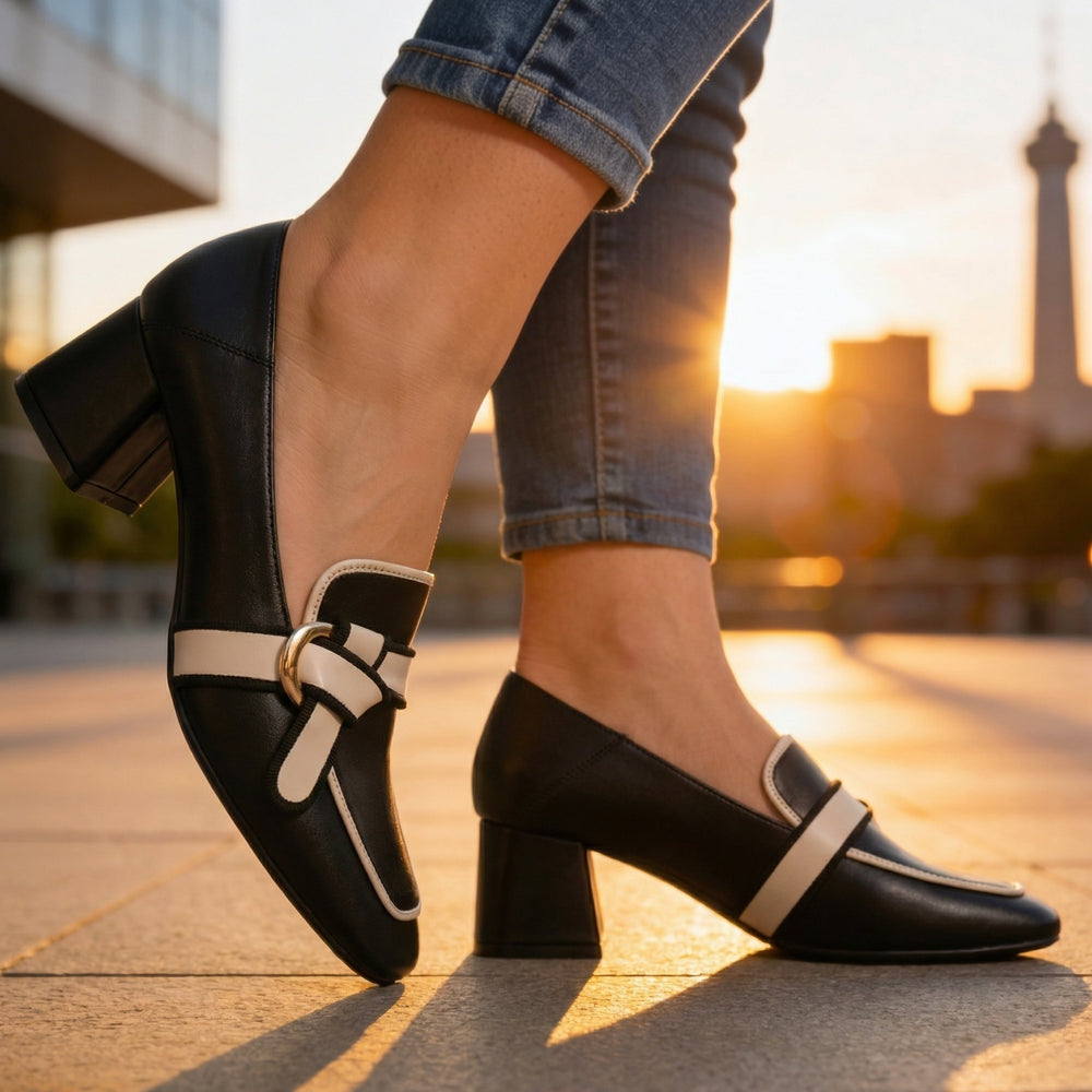 Bexara | Mocasín de Tacón con Perfil de Contraste
