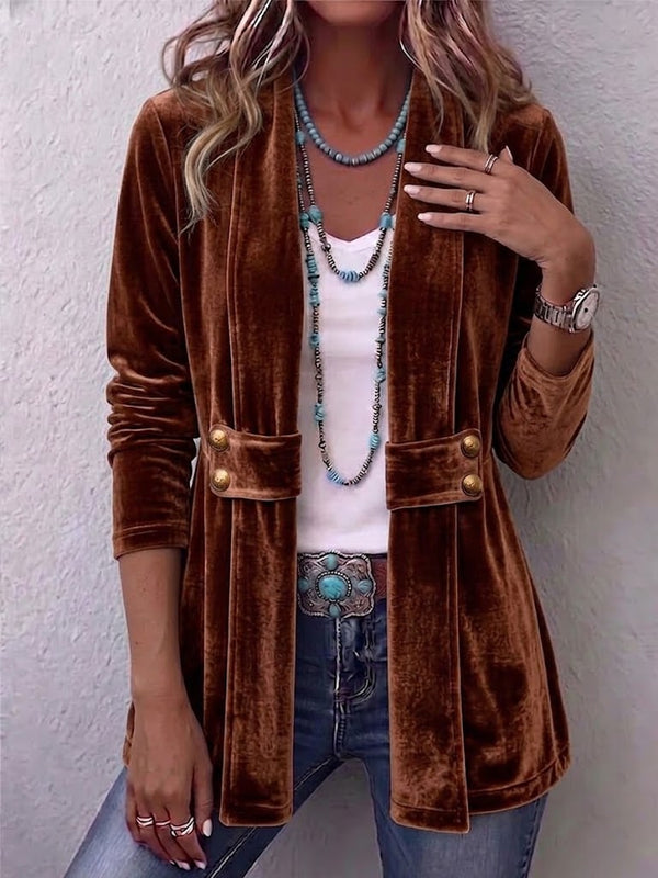Holliwell | Chaqueta Vintage con Solapa, Botones y Frente Abierto