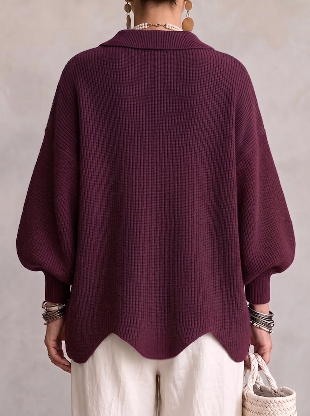 Isadora | Cárdigan Oversize con Cuello y Grandes Botones Metálicos