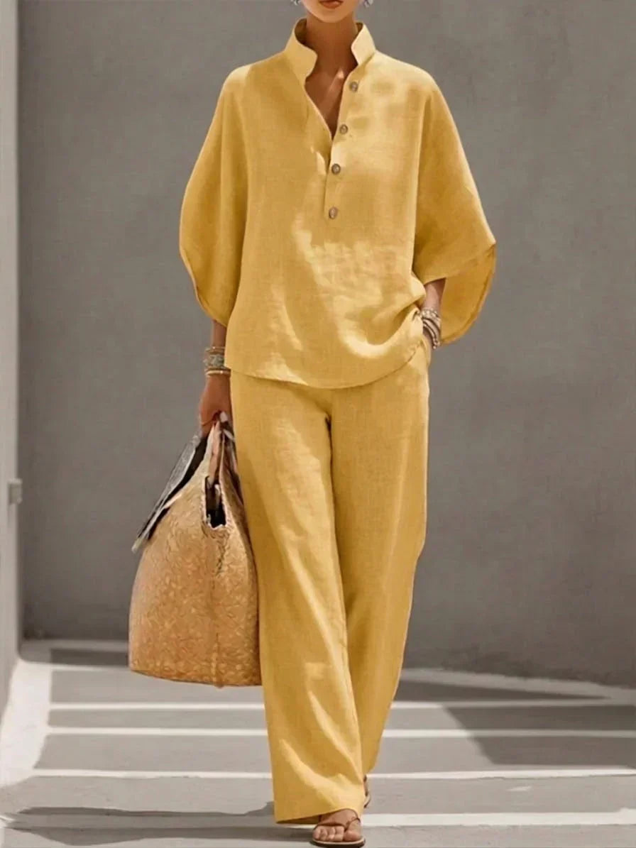 Maribel | Conjunto de Mangas Murciélago y Pantalón de Pierna Ancha