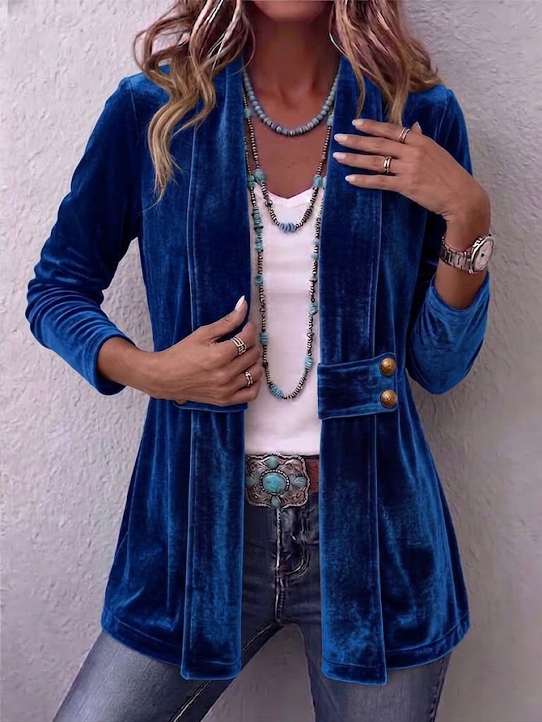 Holliwell | Chaqueta Vintage con Solapa, Botones y Frente Abierto