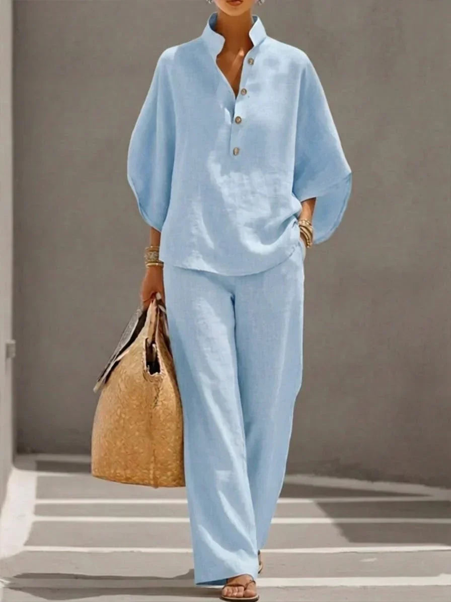 Maribel | Conjunto de Mangas Murciélago y Pantalón de Pierna Ancha