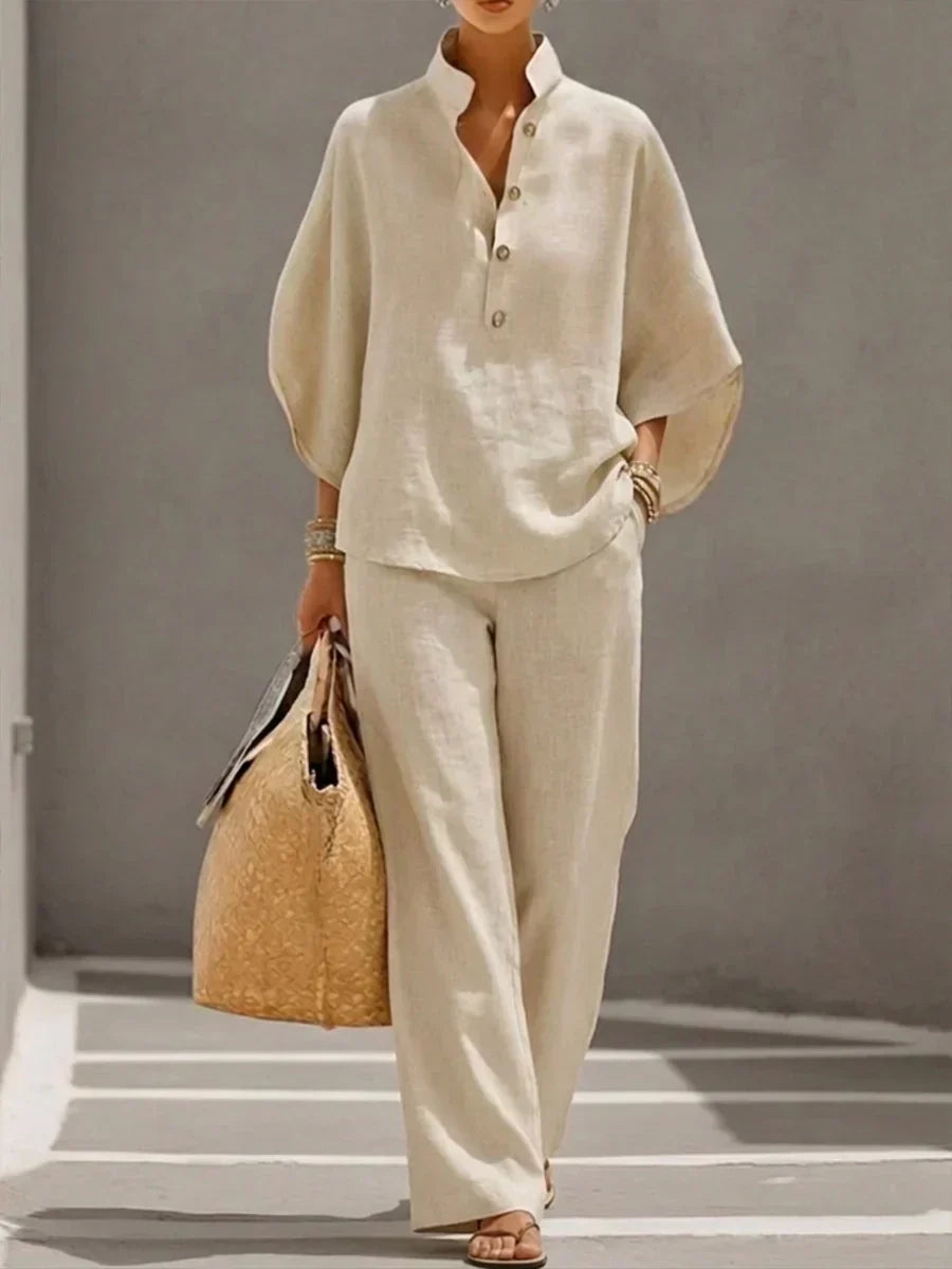 Maribel | Conjunto de Mangas Murciélago y Pantalón de Pierna Ancha