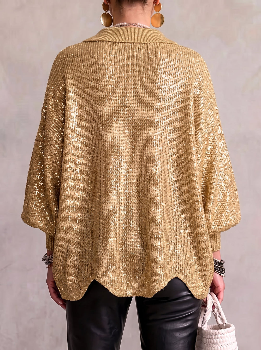 Isadora | Cárdigan Oversize con Cuello y Grandes Botones Metálicos