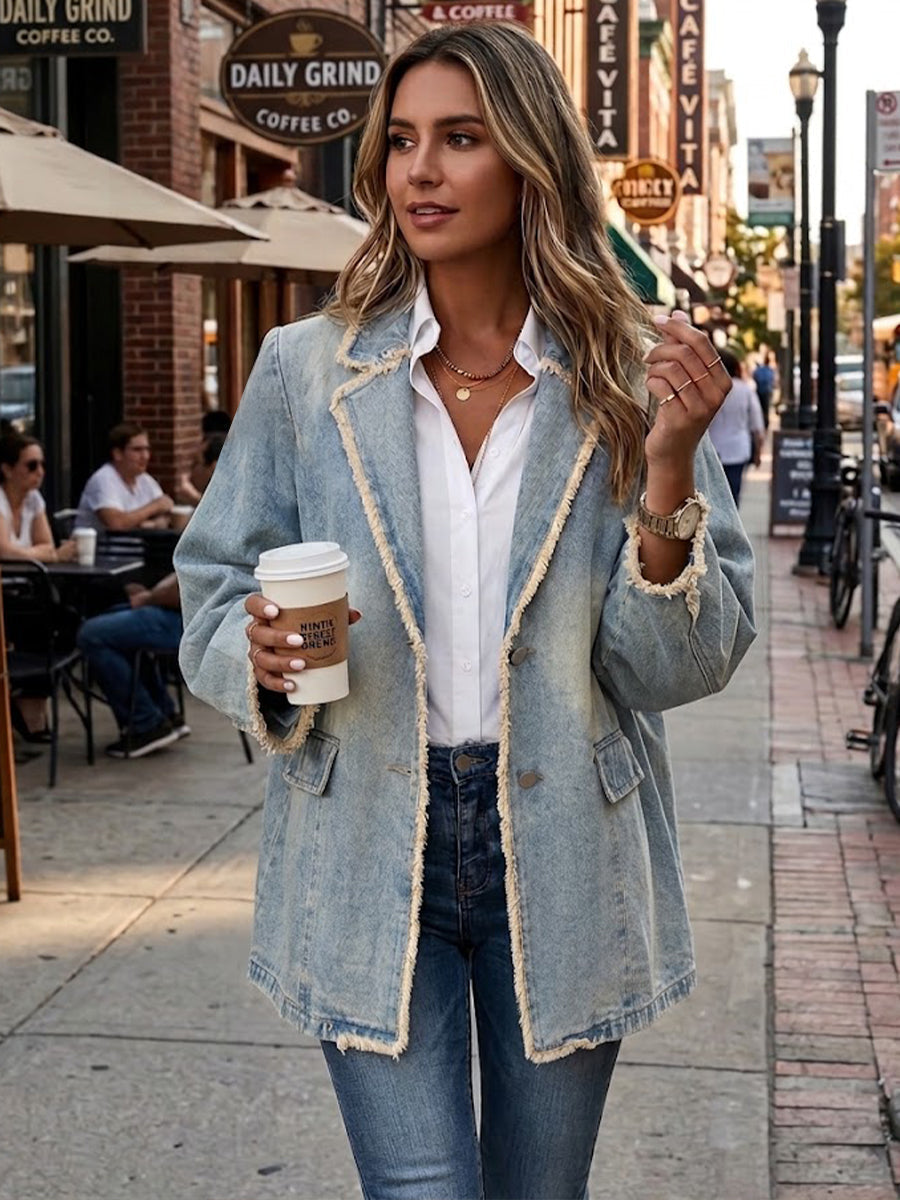 Dionne | Blazer Oversize Estilo Vintage con Bordes Sin Rematar