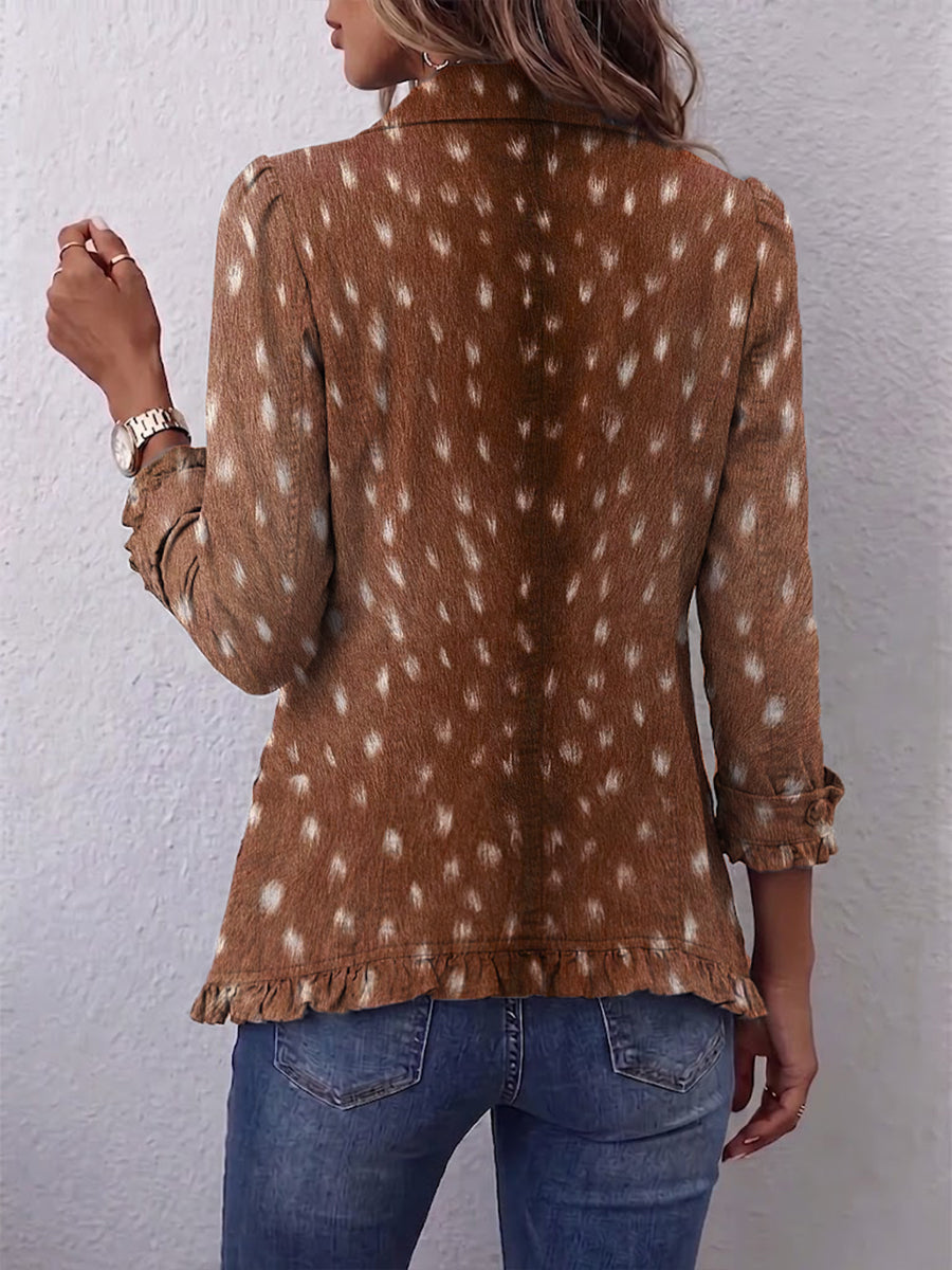 Nolinda | Chaqueta Boho con Volantes de Estampado Animal